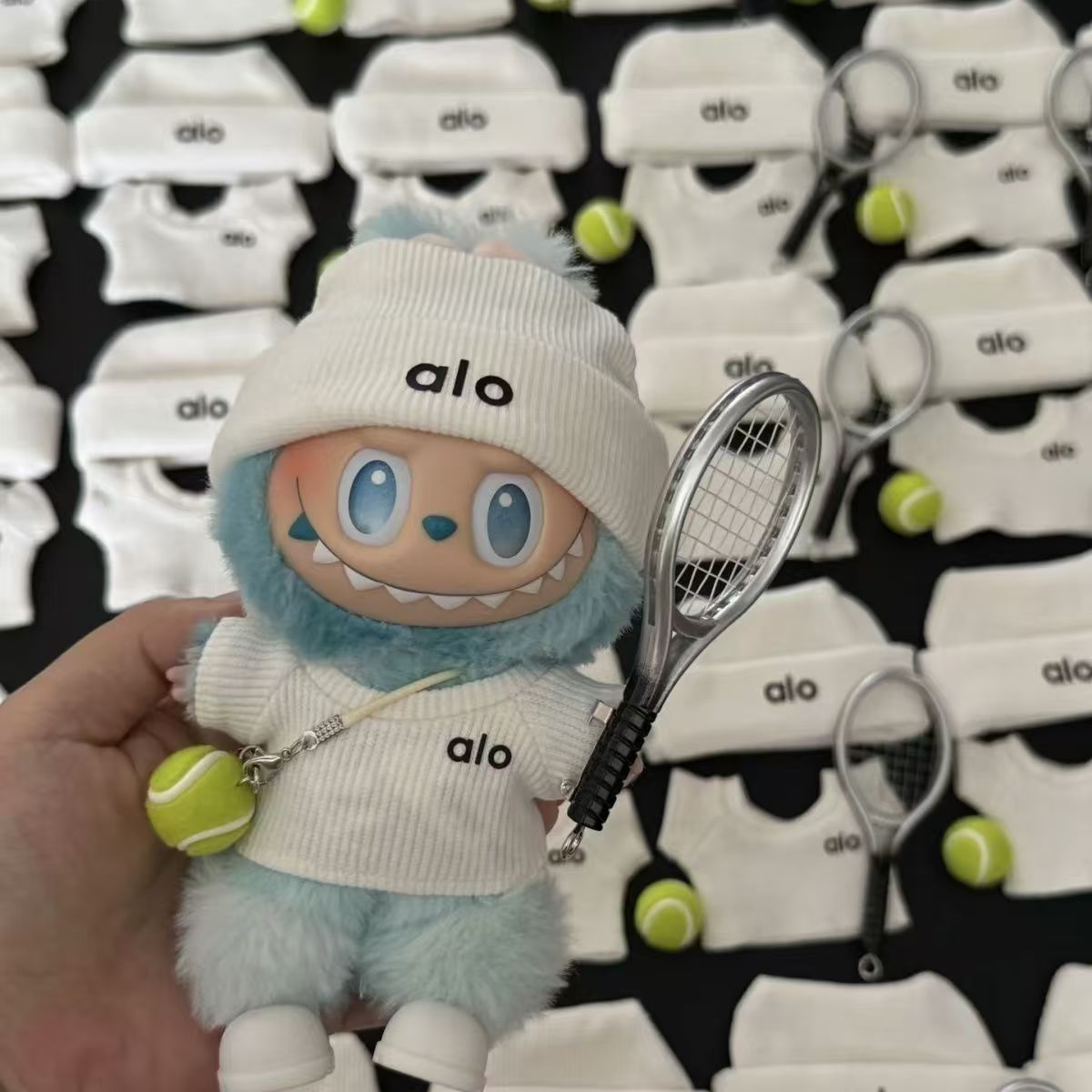 Super cute tennis sports set labubu waifu 17cm plush dolls(no doll)