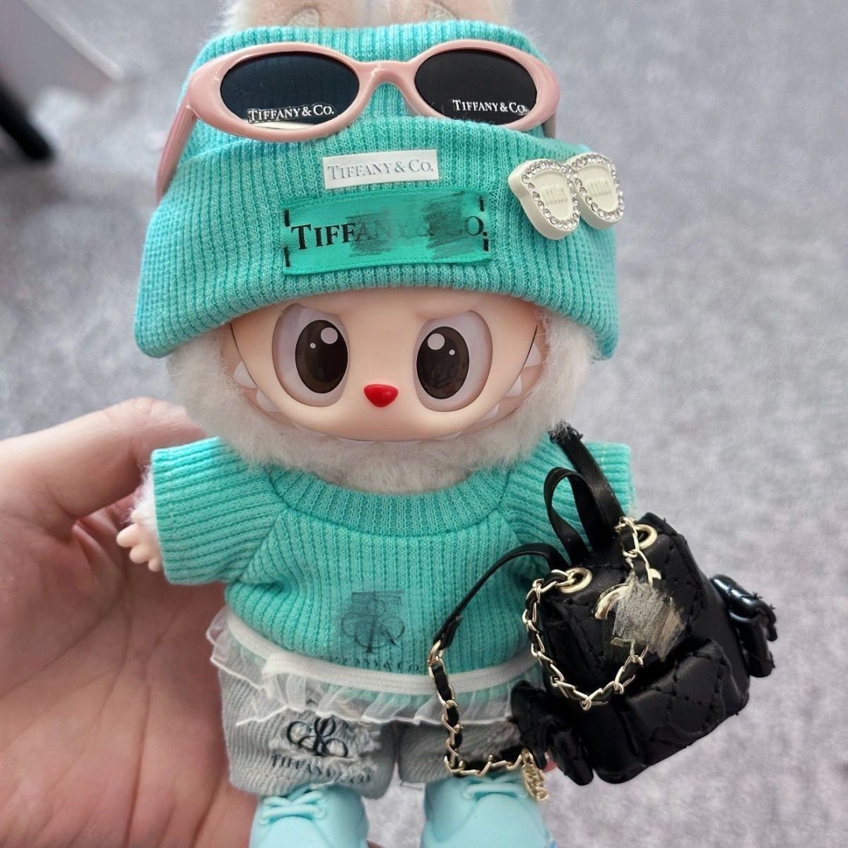 Clothes for Labubu(NO Doll) , Handcrafted Crochet 2~5-Piece Set for 17cm Doll
