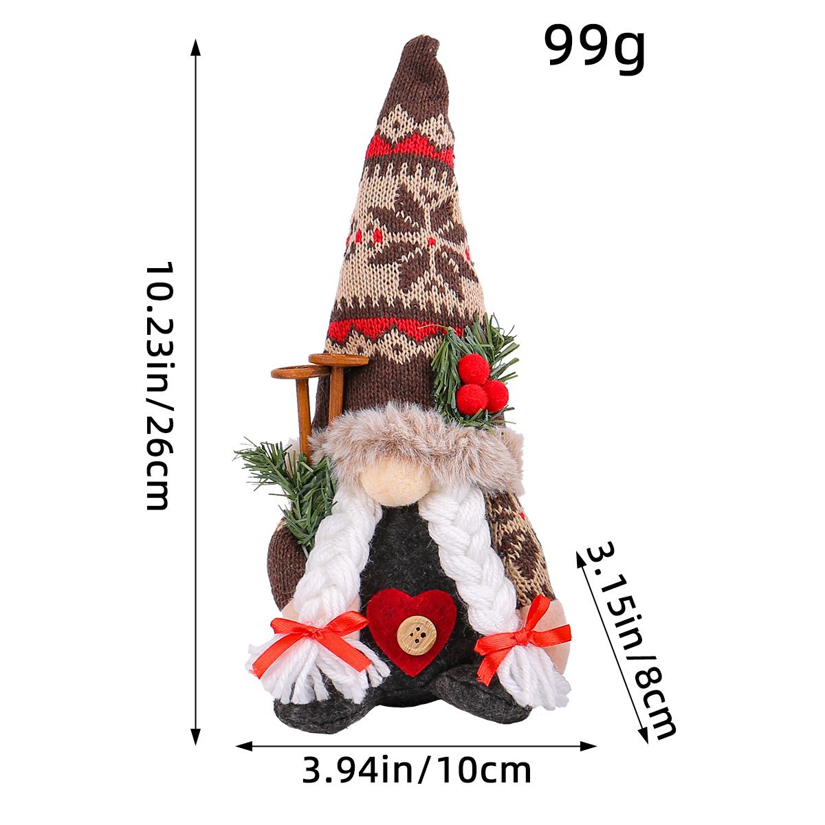 Christmas Couple Dolls with Striped Hats - Adorable Tree Hugging Ornaments, Holiday Decor for Mantel, Gifts for Couples