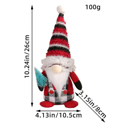 Christmas Couple Dolls with Striped Hats - Adorable Tree Hugging Ornaments, Holiday Decor for Mantel, Gifts for Couples