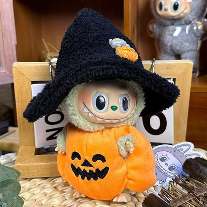 Labubu Halloween Spooky Outfits – Adorable Edition Costumes & Accessories, 3-Pack Pumpkin Witch Ghost, Fits 2.5–3" Plush, Cute Trick-or-Treat Dec