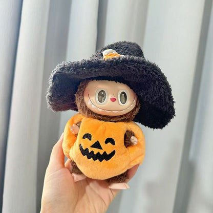 Labubu Halloween Spooky Outfits – Adorable Edition Costumes & Accessories, 3-Pack Pumpkin Witch Ghost, Fits 2.5–3" Plush, Cute Trick-or-Treat Dec