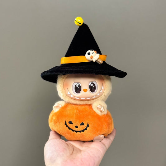 Labubu Halloween Spooky Outfits – Adorable Edition Costumes & Accessories, 3-Pack Pumpkin Witch Ghost, Fits 2.5–3" Plush, Cute Trick-or-Treat Dec