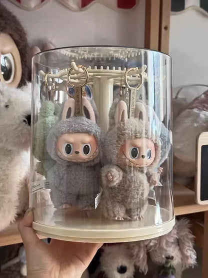 Labubu Display Case 360° Rotating Transparent PVC Doll Blind Box Storage & Display Cabinet
