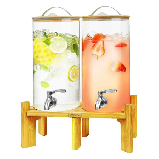 L'ÉPICÉA 2 Pack Drink Dispenser with Stand, 304 Stainless Faucet for Parties